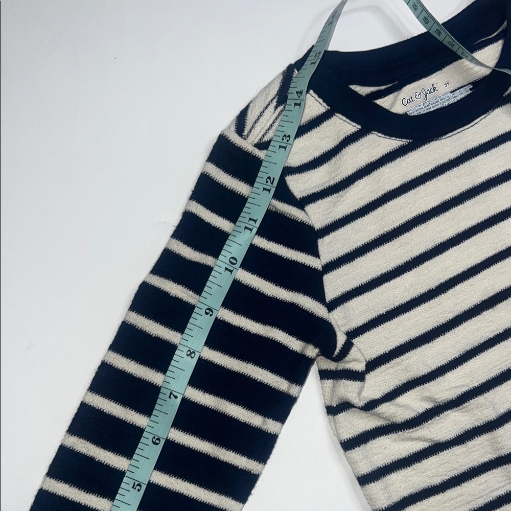 Cat & Jack Navy and White Striped Long Sleeve Tee - Picture 7 of 7